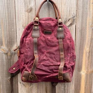 Della Q Makers Canvas and Leather Backpack Red